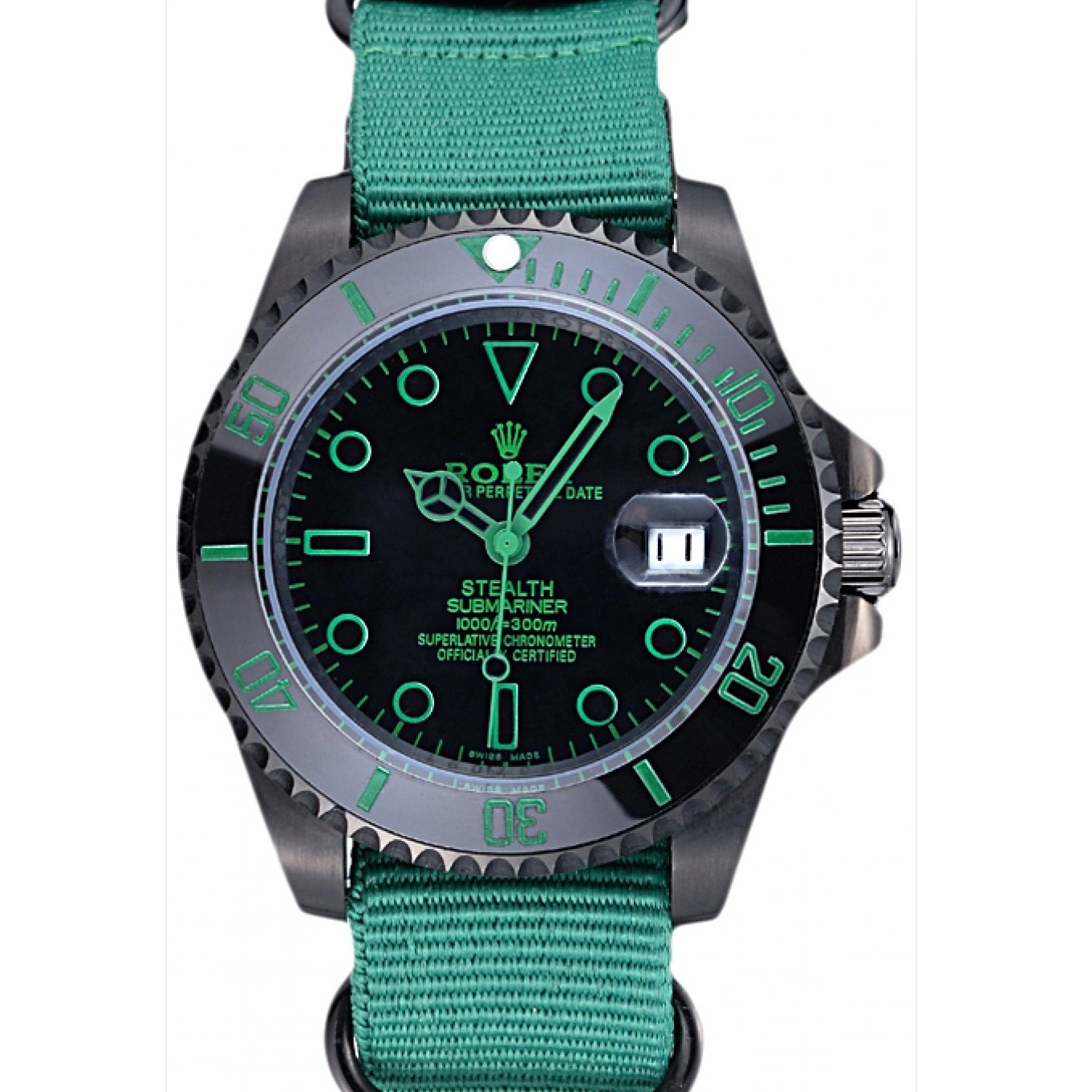 Aaa replica Nylon 622009 Submariner Strap Stealth Green Rolex 1029